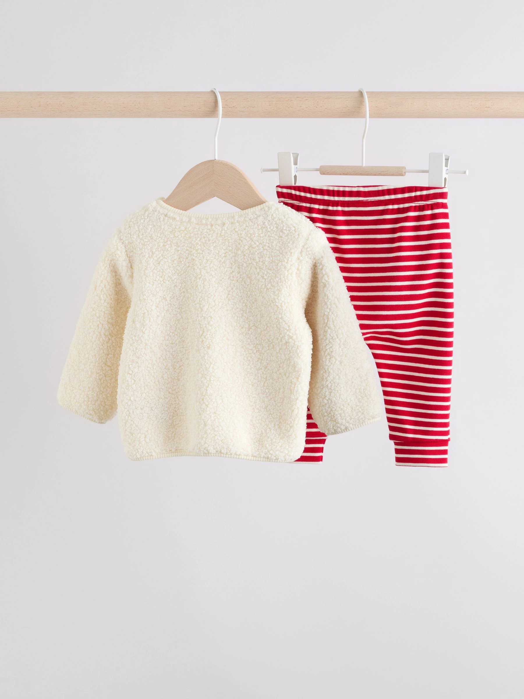 Naturel met rendier - Babyset van fleece top en legging (0mnd-2jr)