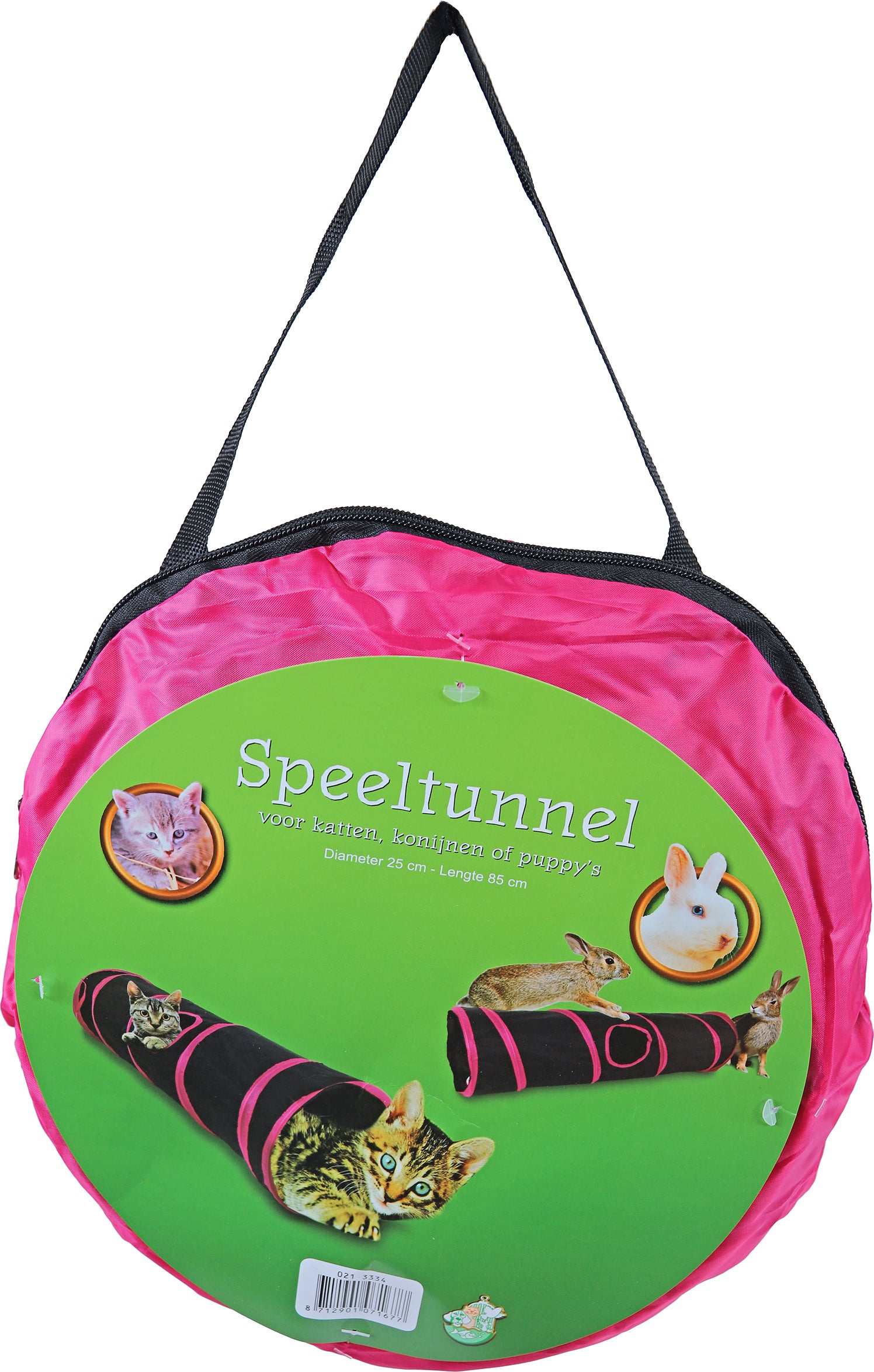 Boon kattenspeelgoed speeltunnel zwart / roze 85 x 25 cm