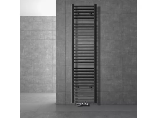 Radiateur Salle de Bain 400x1800 mm Anthracite Courbé Raccord Central au Bas