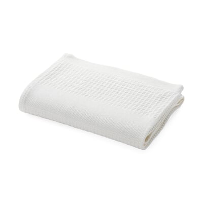 Handtuch Waffelpiqué Halbleinen weiß, Handtuch