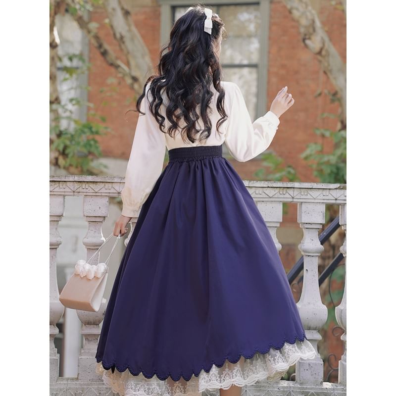 Pinocle - Traditioneel Chinees shirt met lange mouwen / Maxi-rok met hoge taille / Set