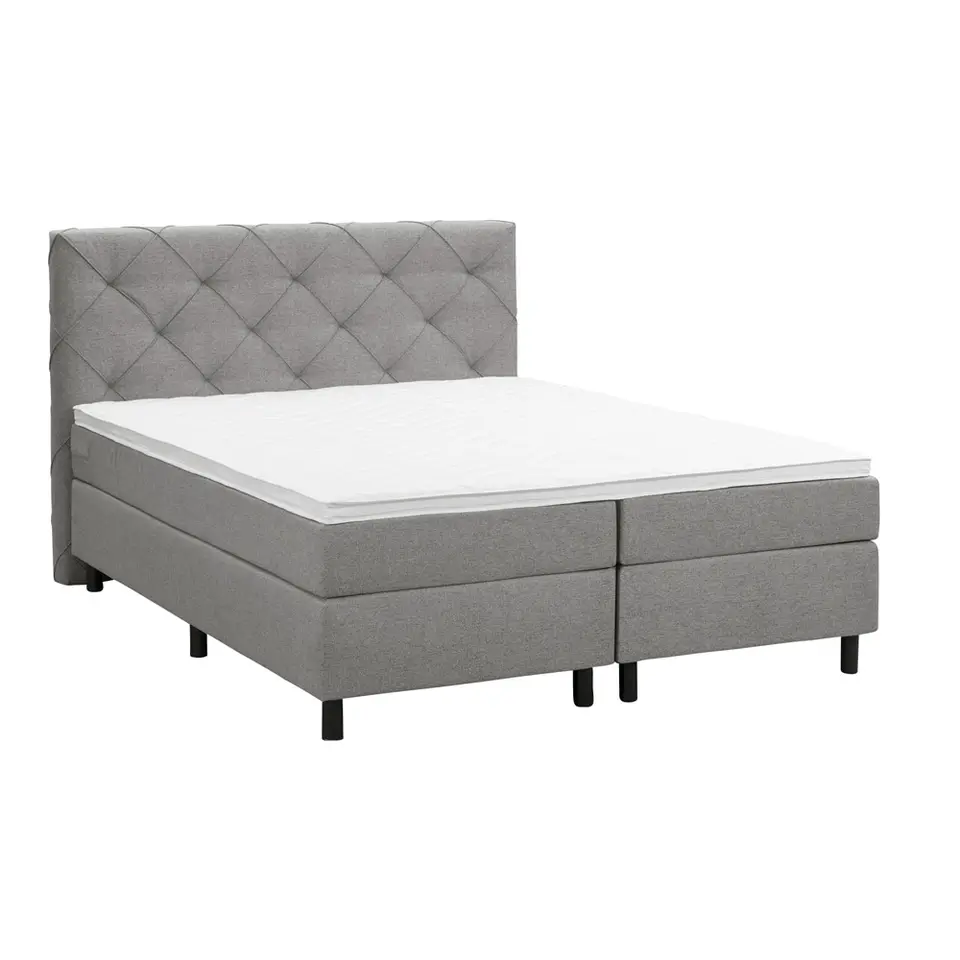 Boxspring Liv geruit - lichtgrijs - 160x200 cm - ronde poot