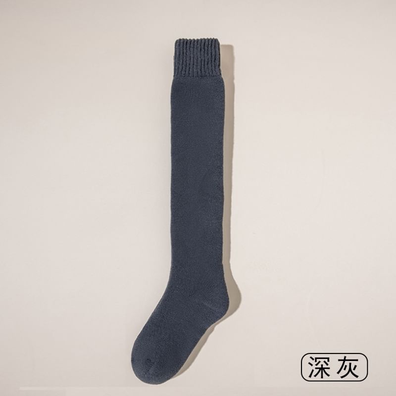 Lychee - Effen overknee sokken met fleecevoering