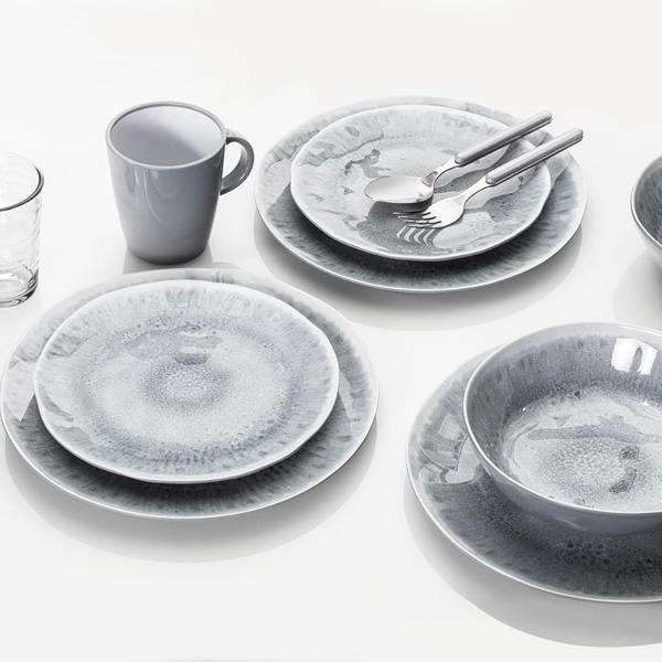 Assiette à dessert Mélamine 21cm Pearl base anti-dérapante BRUNNER
