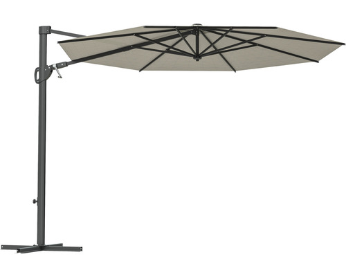 Soluna zweefparasol, Beaujeu parasol, Ø 300 cm, H 248 cm, rond, ecru