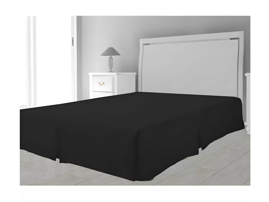 Cache sommier microfibre 180 x 200 cm - Noir