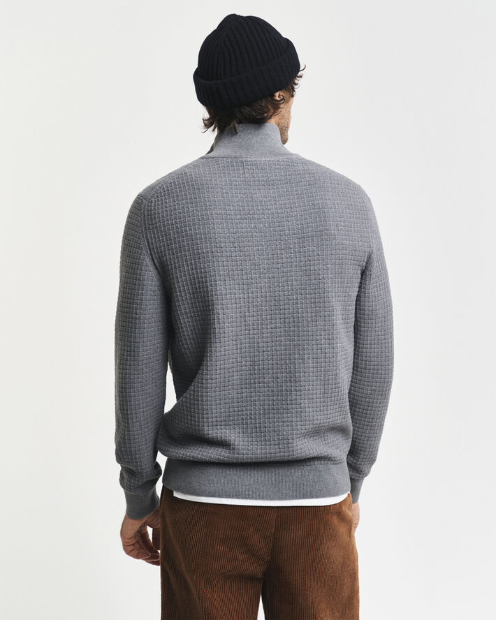 Gant COTTON TEXTURED HALF ZIP Dark grey melange