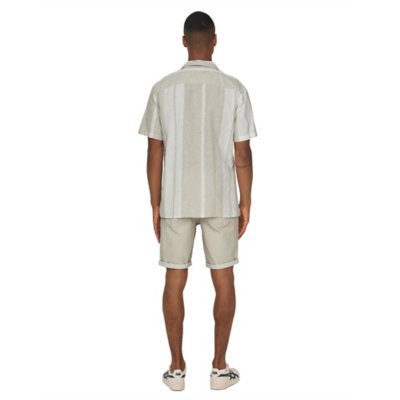 Chemise à manches courtes homme Onscaiden Stripe Linen Resort Sh ONLY AND SONS
