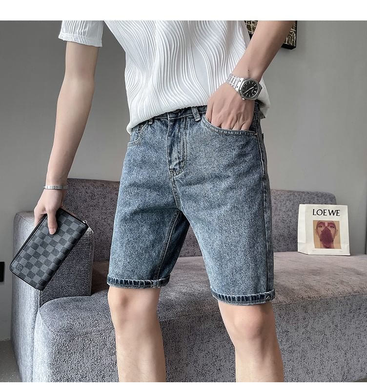 Savenne - Mid Rise Washed Denim Shorts