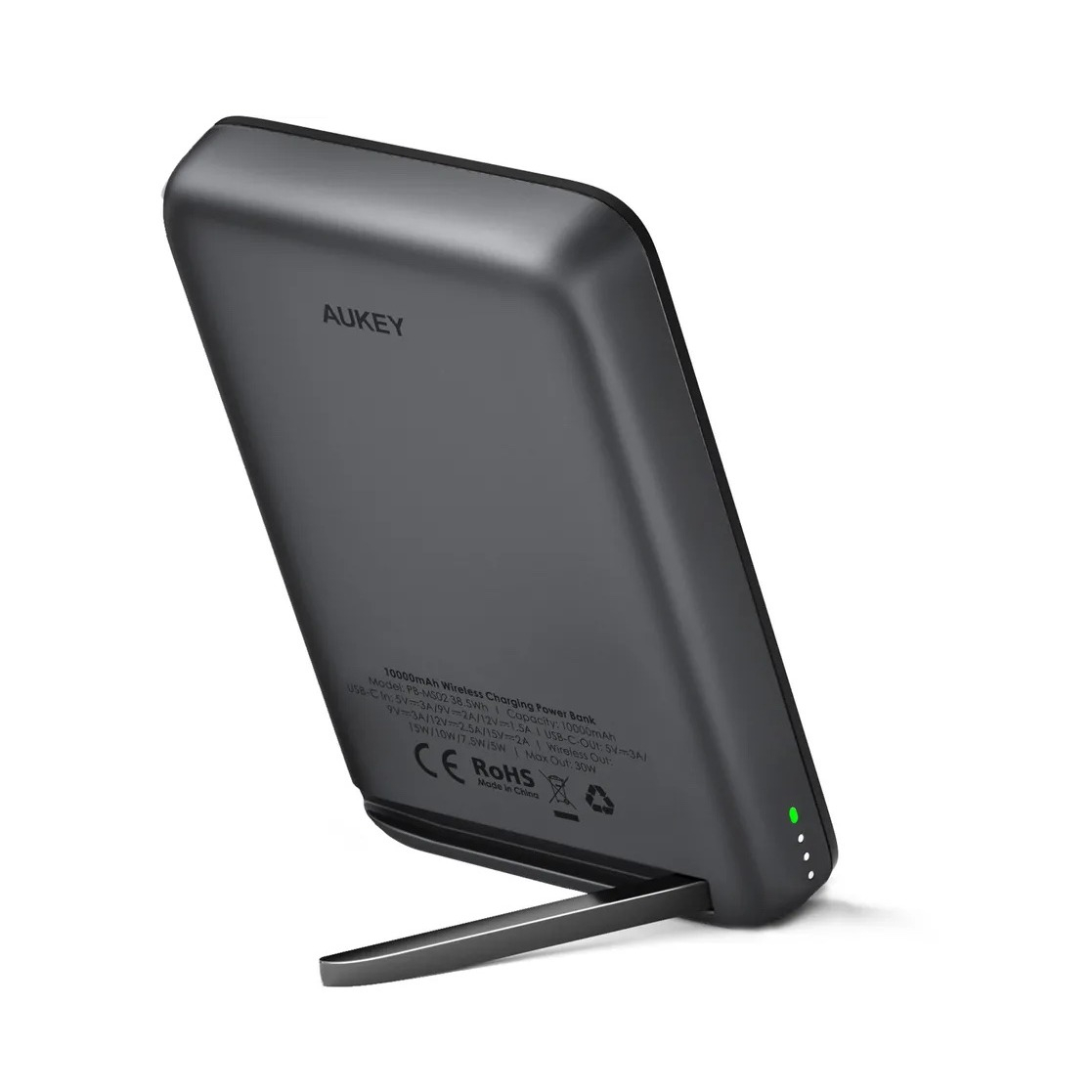(30W) MagLynk 10000mAh Qi Wireless Powerbank Pad USB C Ladegerät mit LED Anzeige (PB-MS02) - Schwarz