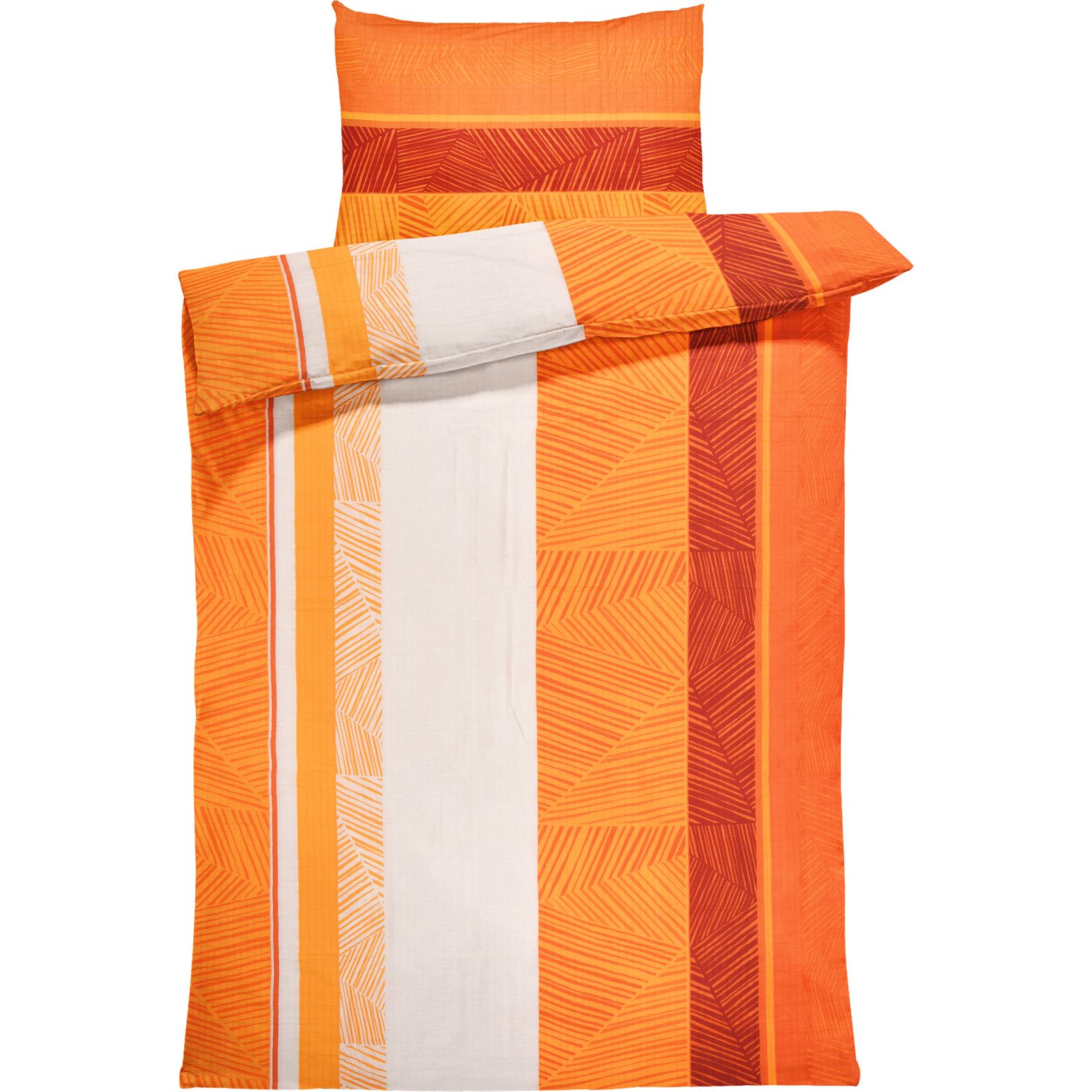 Bettwäsche Seersucker Muster orange 160x210 65x100 Bettanzug Nord