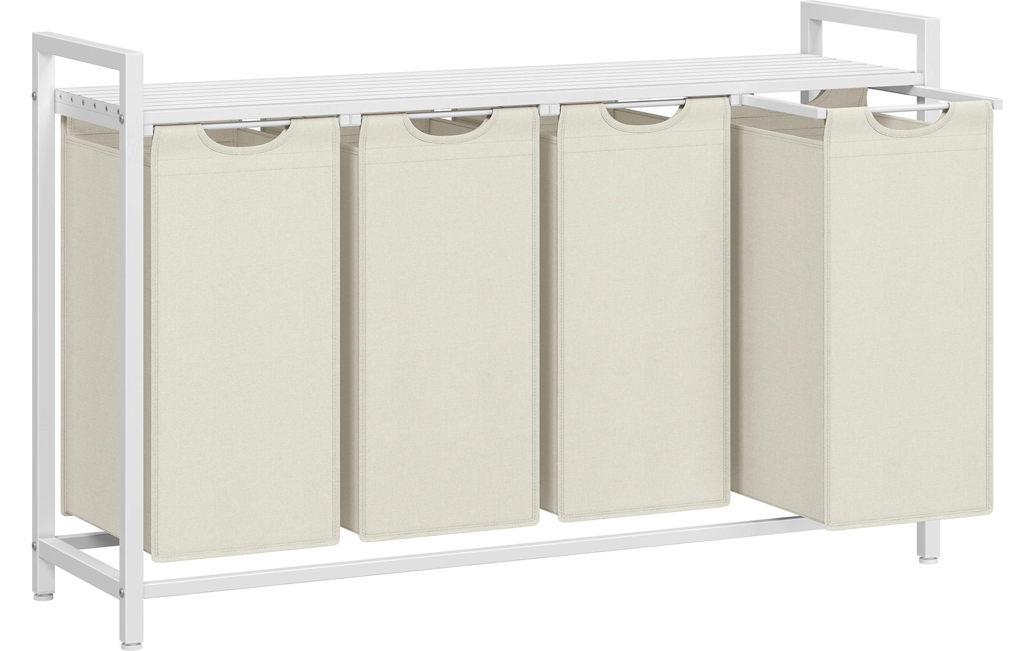 Wäschekorb mit Ablage 140 l, Crème<br>Wäschesammler