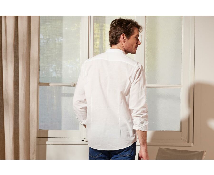 Chemise tunique coton lin blanche - VALBERT