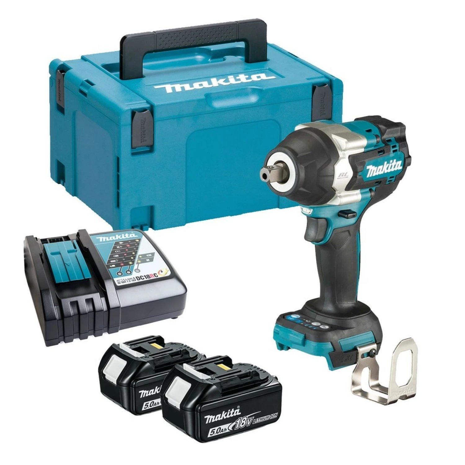 Makita DTW701RTJ 18V Li-Ion Accu slagmoersleutel set (2x 5.0Ah accu) in Mbox - 700 Nm - 1/2