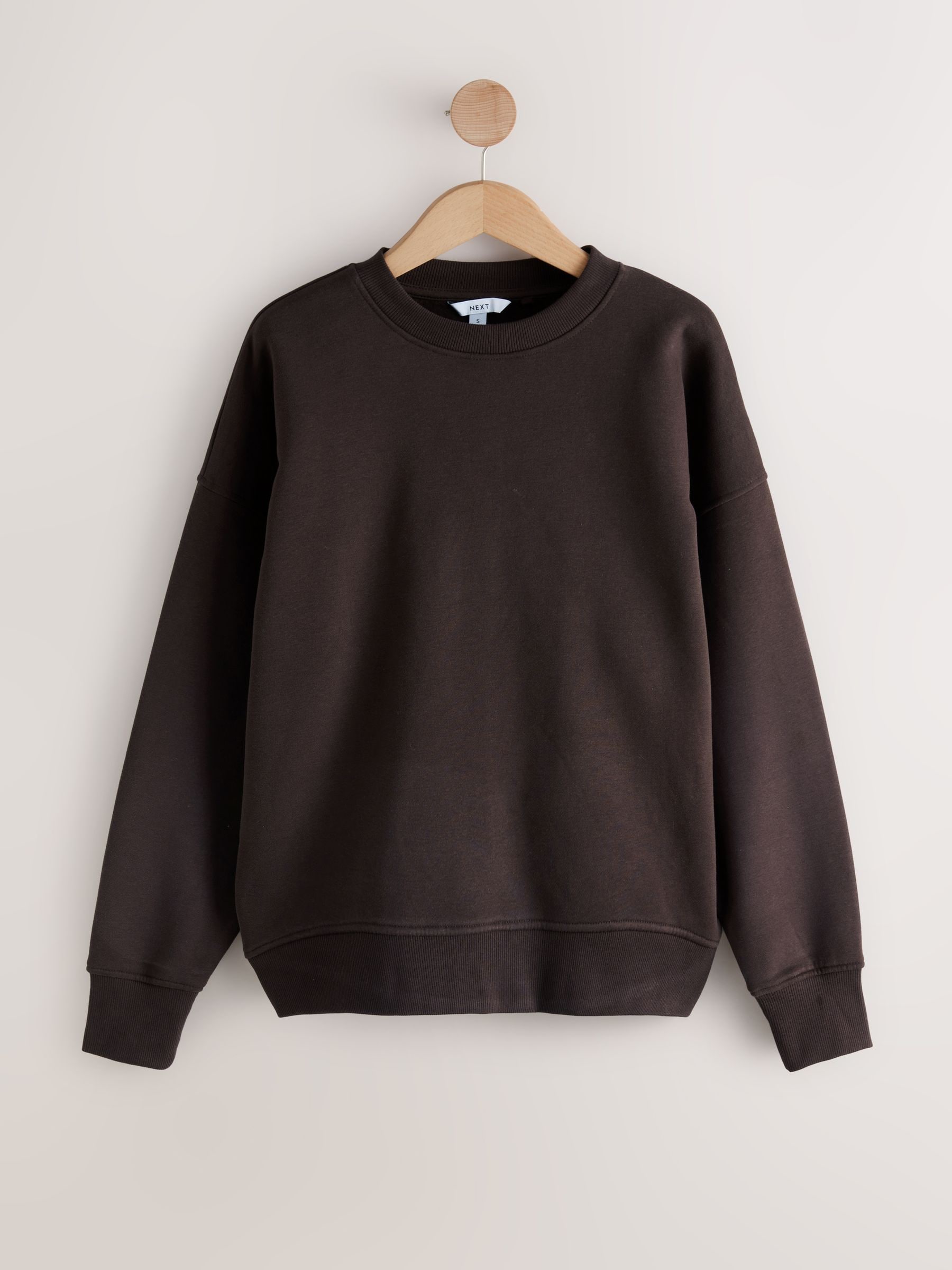 Khaki/steenkleur - Cotton Rich Brushed Back Soft Feel Ribbed Crewneck Sweatshirts 3 Pack