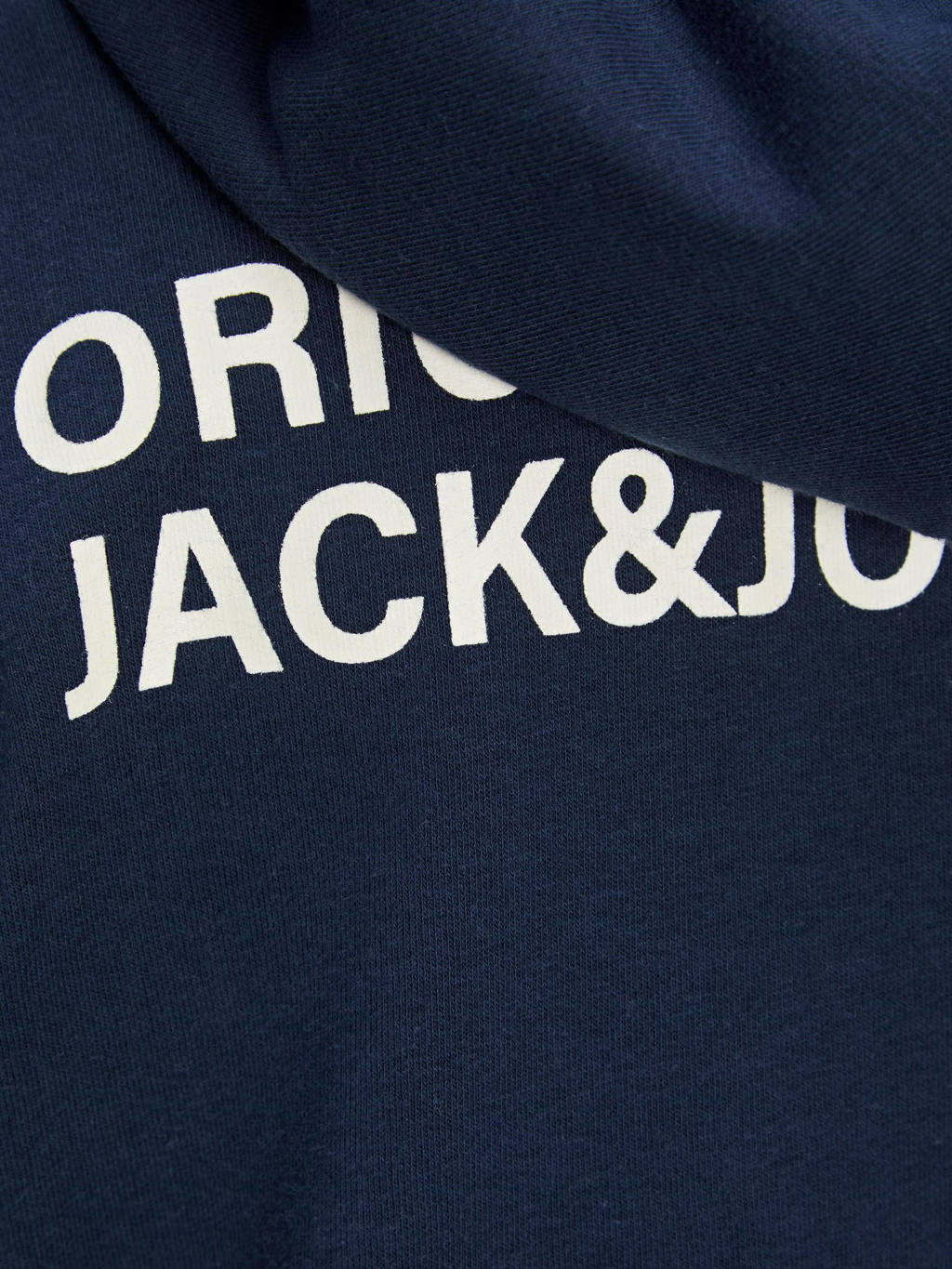 JACK & JONES hoodie JORWORLDWIDEmet tekst donkerblauw