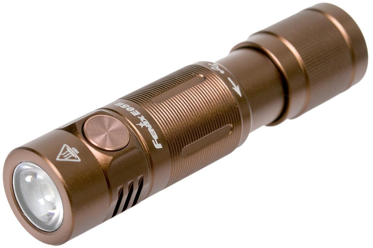 Fenix E05R oplaadbare sleutelhangerzaklamp, bruin