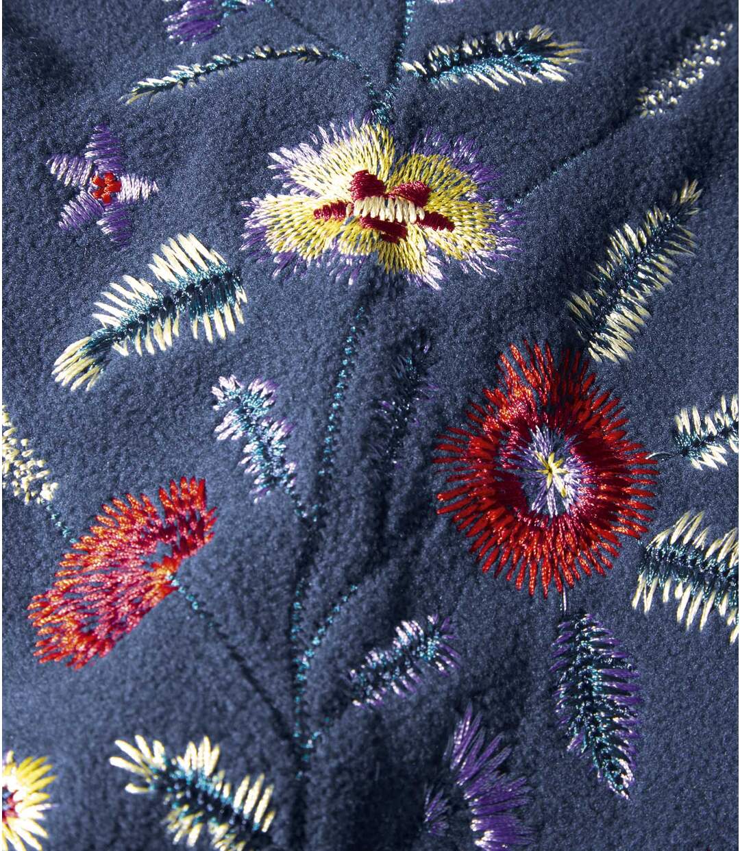 Veste Polaire Brodée de Fleurs