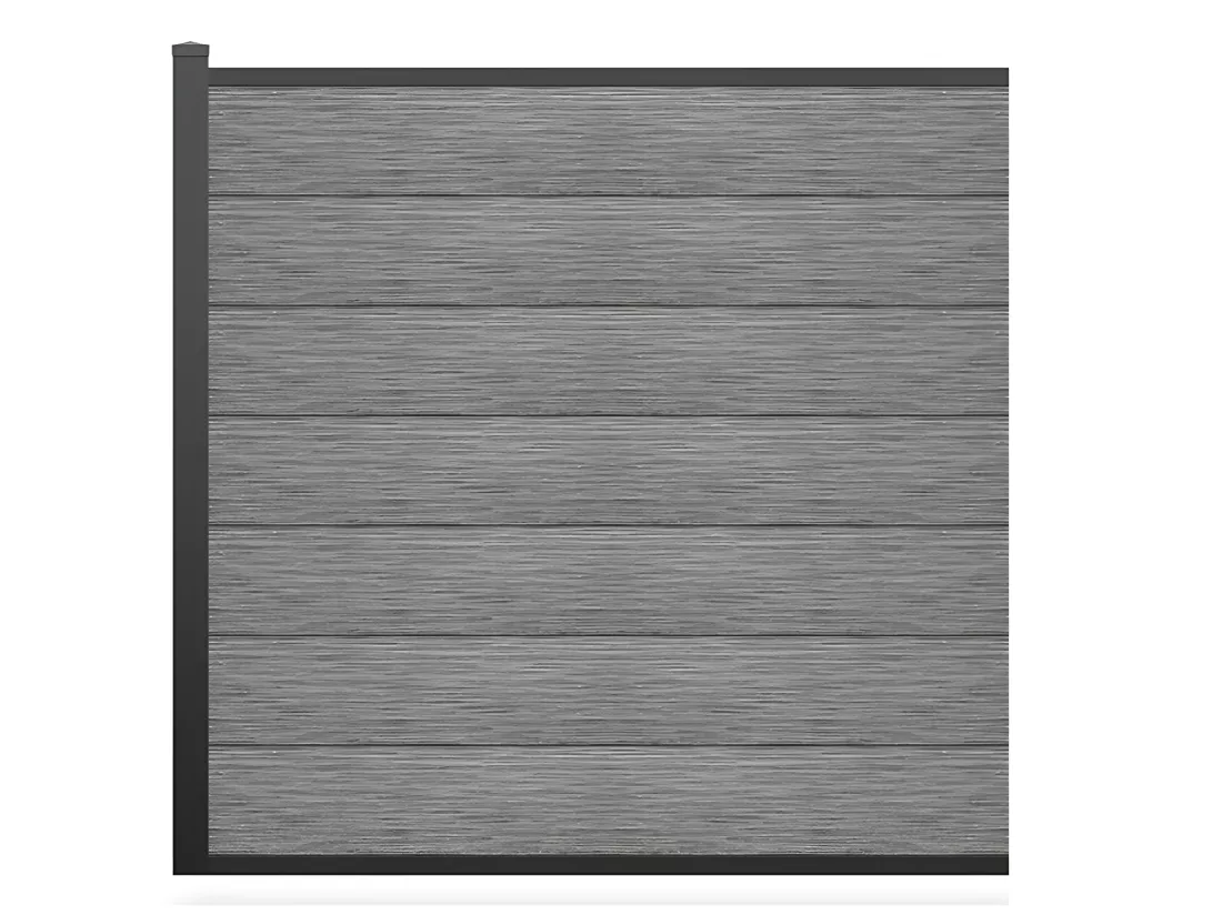 Panneaux de clôture à enterrer H.181 cm - kit 7 lames composite + 1 poteau gris clair - ENOLA