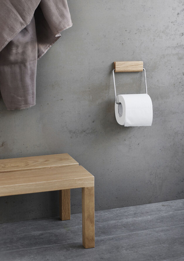 Moebe Toilet Roll Holder, Oak/Brass 100% Oak/steel