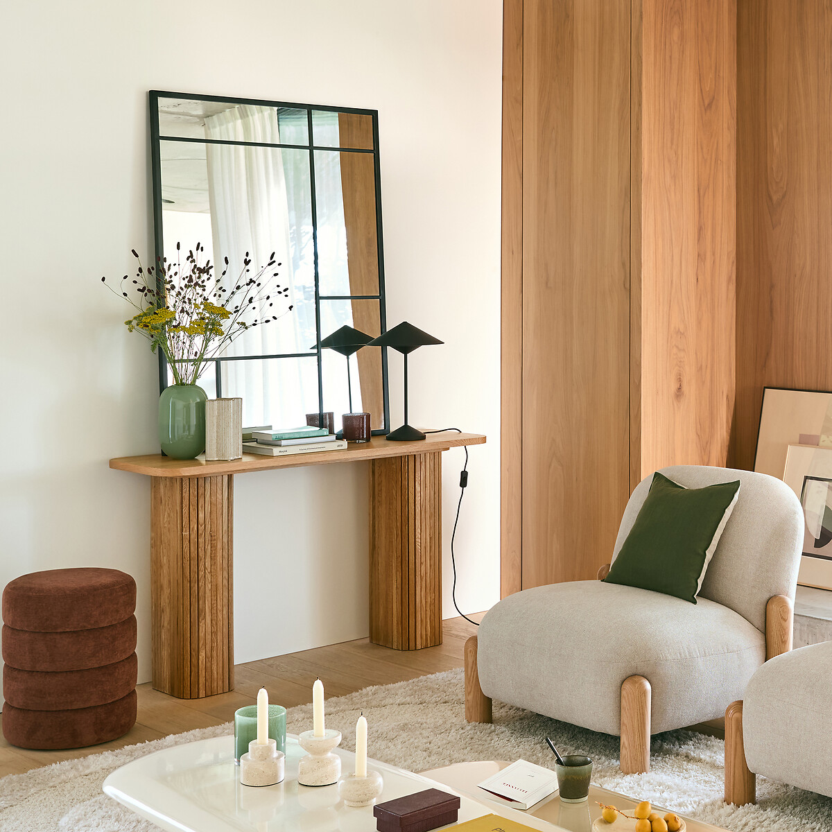 LA REDOUTE INTERIEURS<br>Mesa consolas de folheado de carvalho, Latti