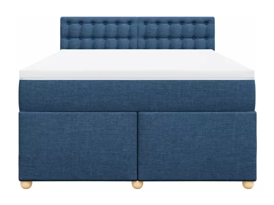 Sommier à lattes de lit avec matelas Bleu 160x200 cm Tissu