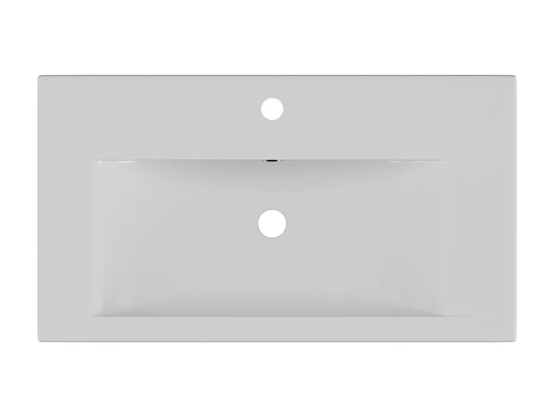Vasque de salle de bain semi-encastrée rectangle en céramique - 71,5 cm - Blanc - YASMAC II