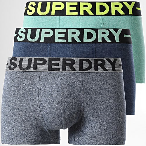 Lot De 3 Boxers Classic Bleu Marine Vert Chiné