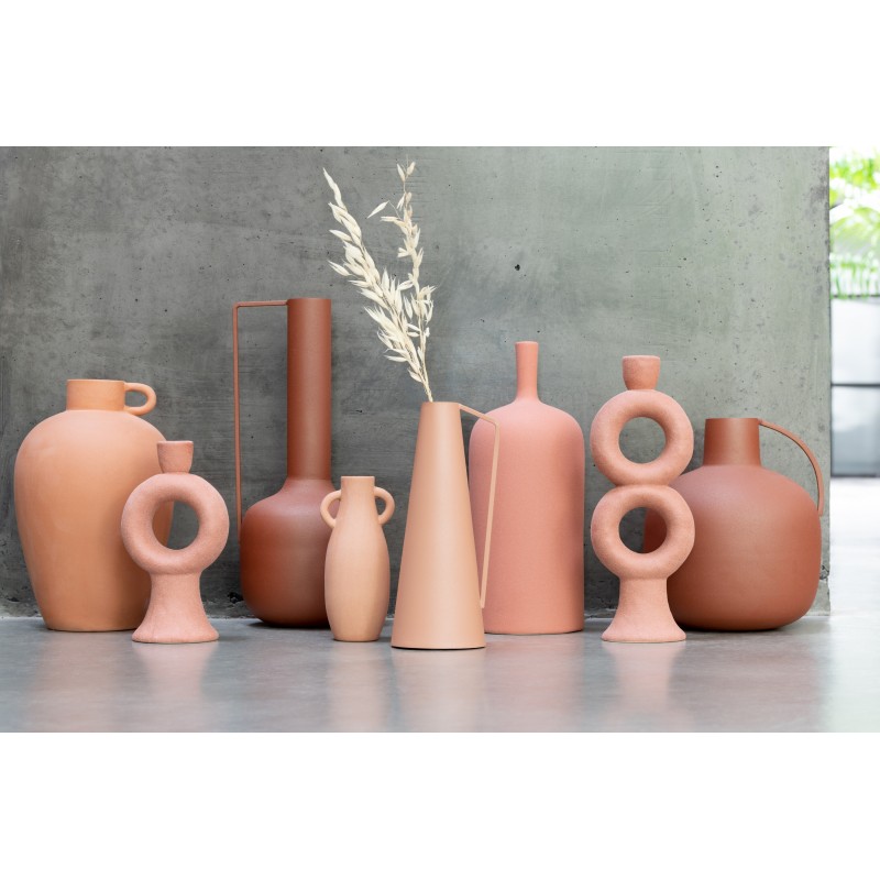 Vase bonbonne en céramique rouge 13x13x32 cm