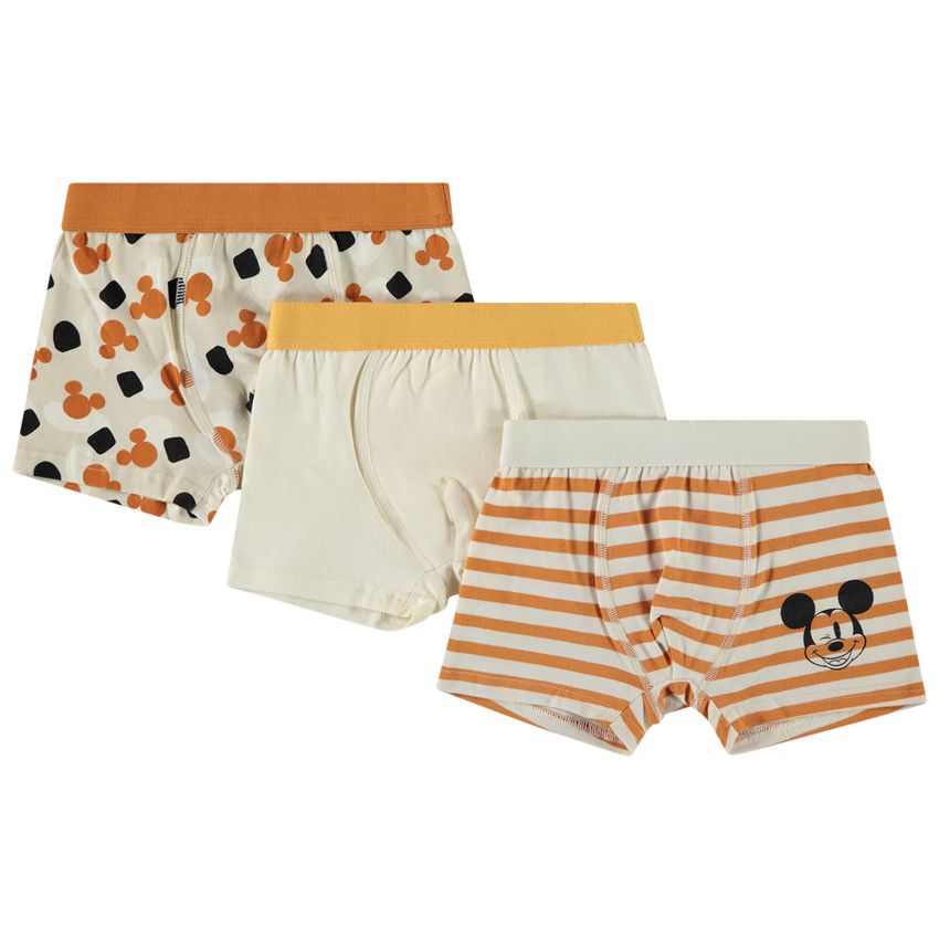 Lot de 3 boxers fantaisie Mickey Disney pour garçon - Ecru