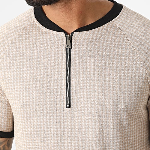 Ensemble Tee Shirt Col Zippé Short Jogging C5845-C8153 Beige