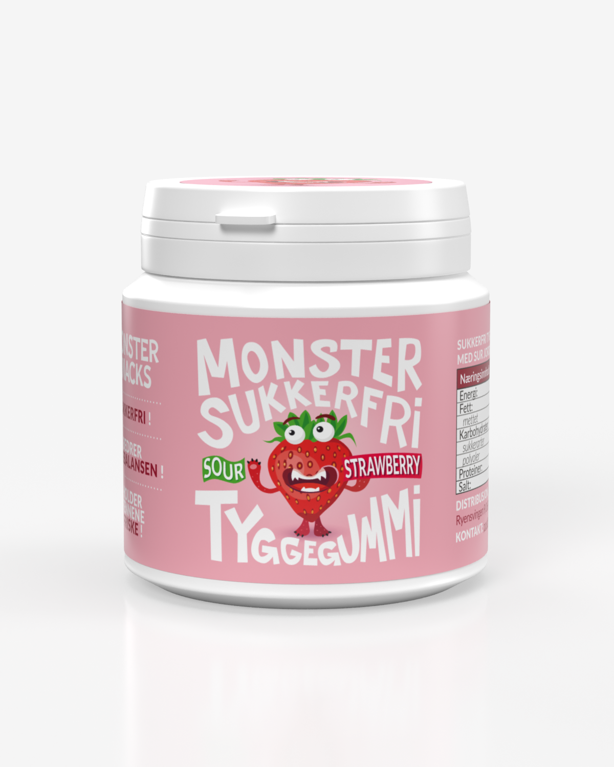 Monster Sukkerfri Tyggegummi - Sour Strawberry 10x84g
