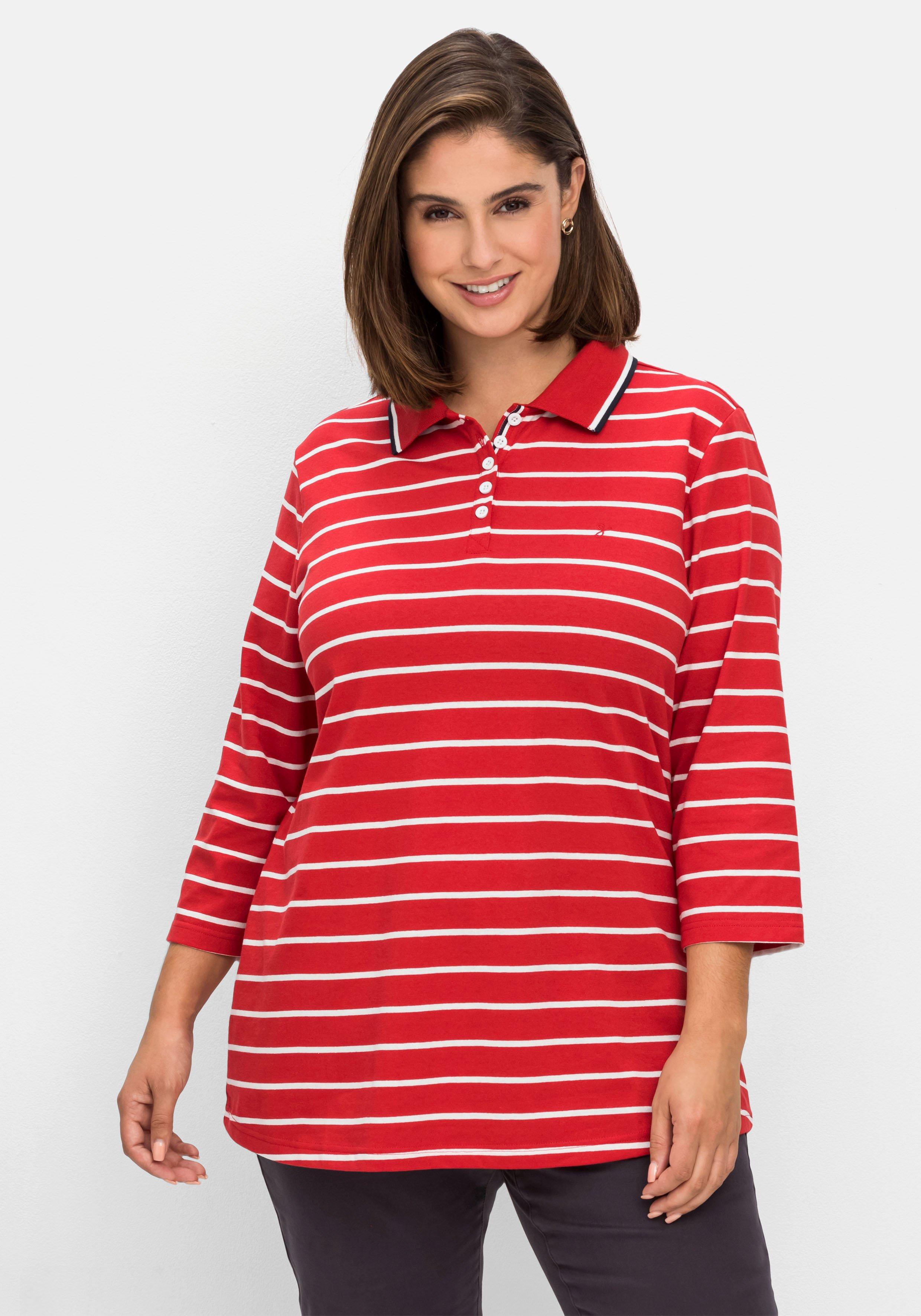 Gestreiftes Poloshirt mit 3/4-Arm