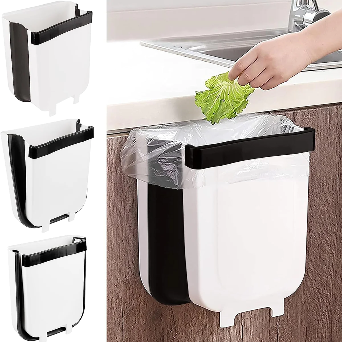 Poubelle Pliable Design Suspendu de 9L blanc Vendos85