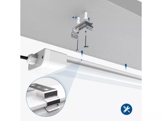 Anten Neon LED 150CM,45W 4950lm Blanc Neutre 4000K Tube LED, Reglette LED,IP65 Imperméable Luminaire Plafonnier pour Atelier, Sous Sol, Bureau, Hobby