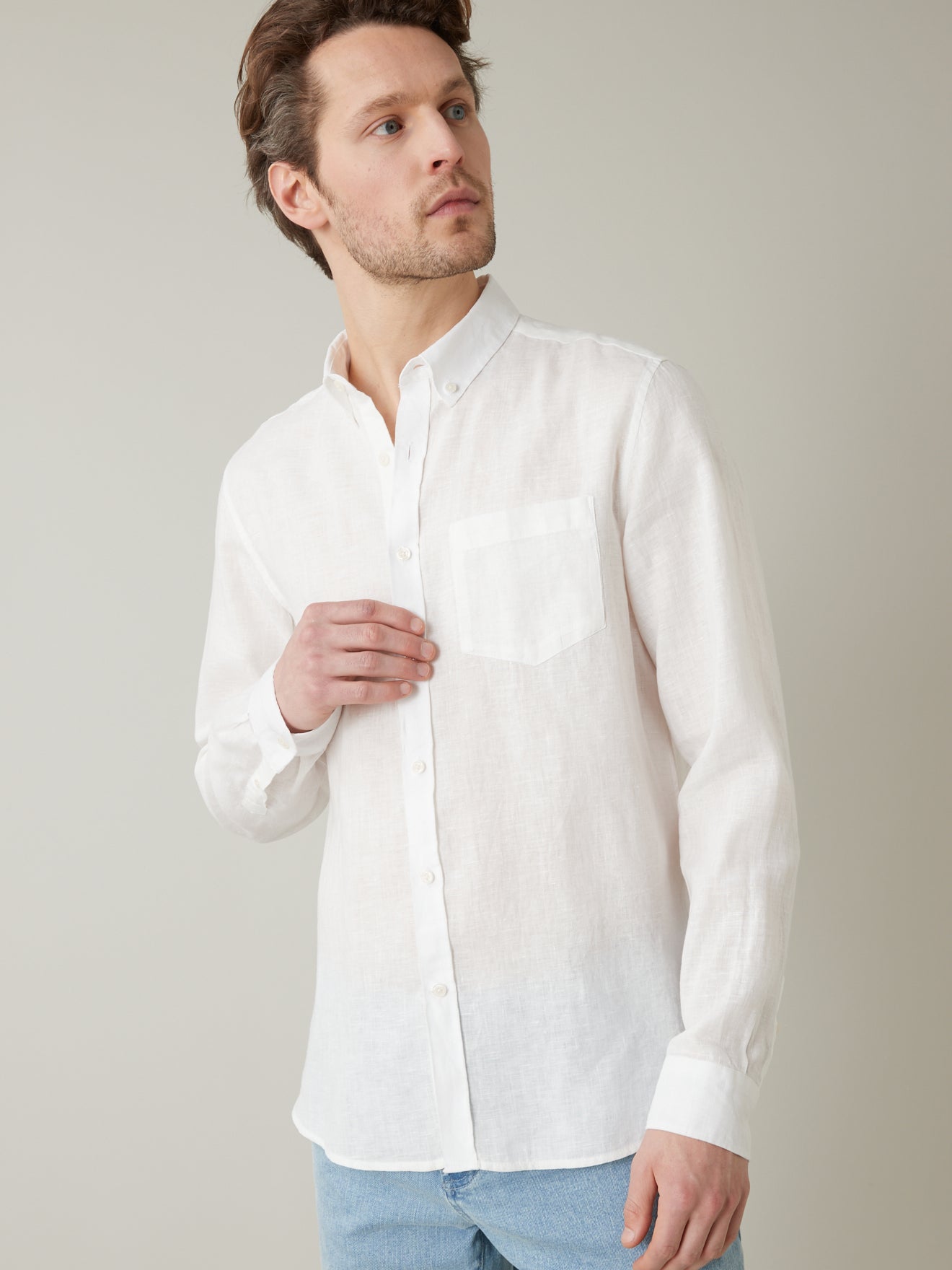 Chemise Regular Fit lin uni homme