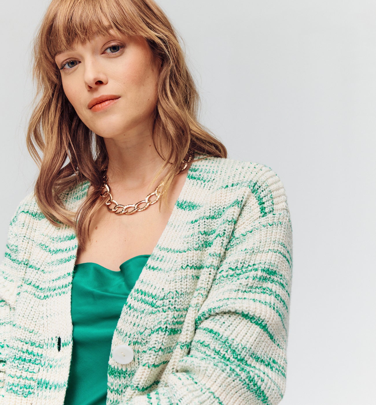 Gilet boutonné Femme - Imprimé vert