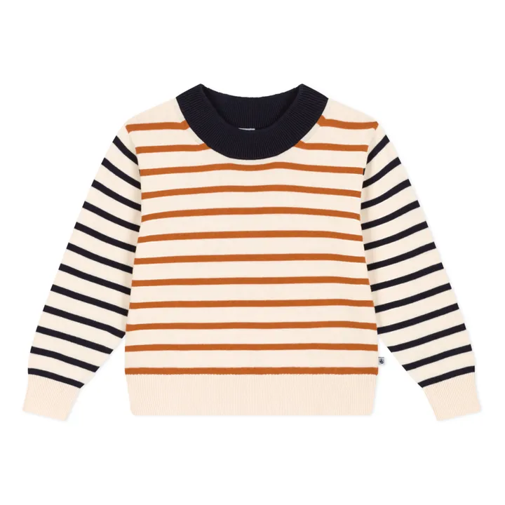 Petit Bateau Pull Marin à Rayures | Ecru