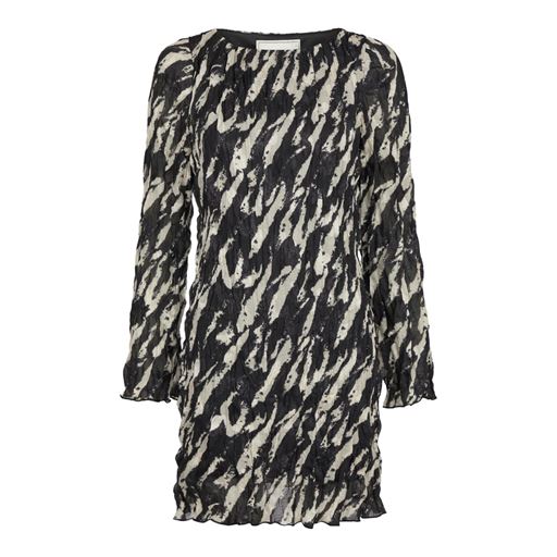 Neo Noir Luni Distressed Zebra Kjole, Black, 38