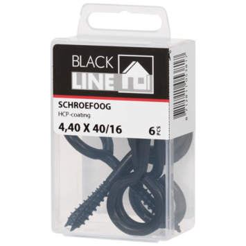 Blackline schroefoog zwart 4.40x40/16 mm 6 stuks