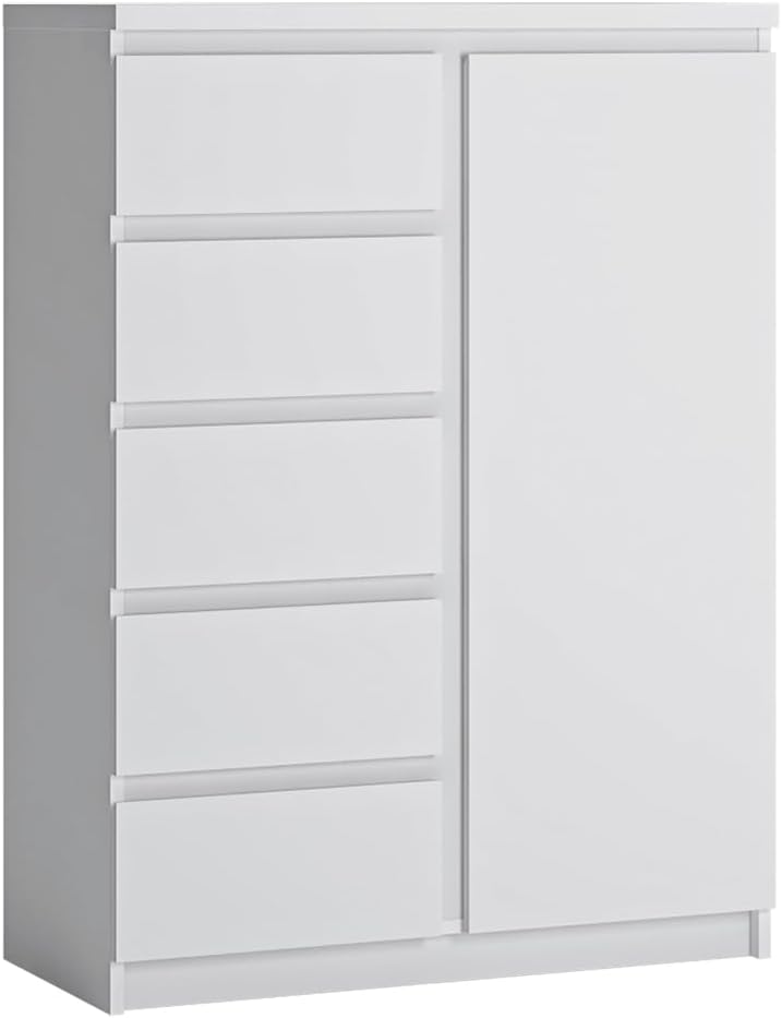 Lomadox Jugendzimmer Schrank Set 4-teilig mit Eckkleiderschrank, Highboard und 2 Regalschränke in weiß