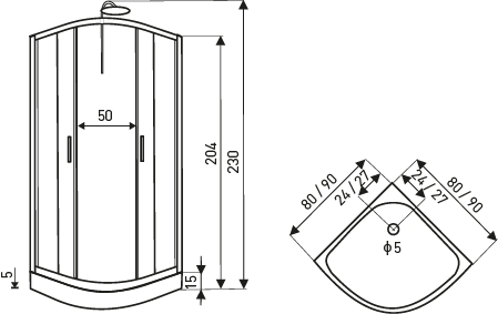 Kerra Faro complete douchecabine 90x90cm kwartrond