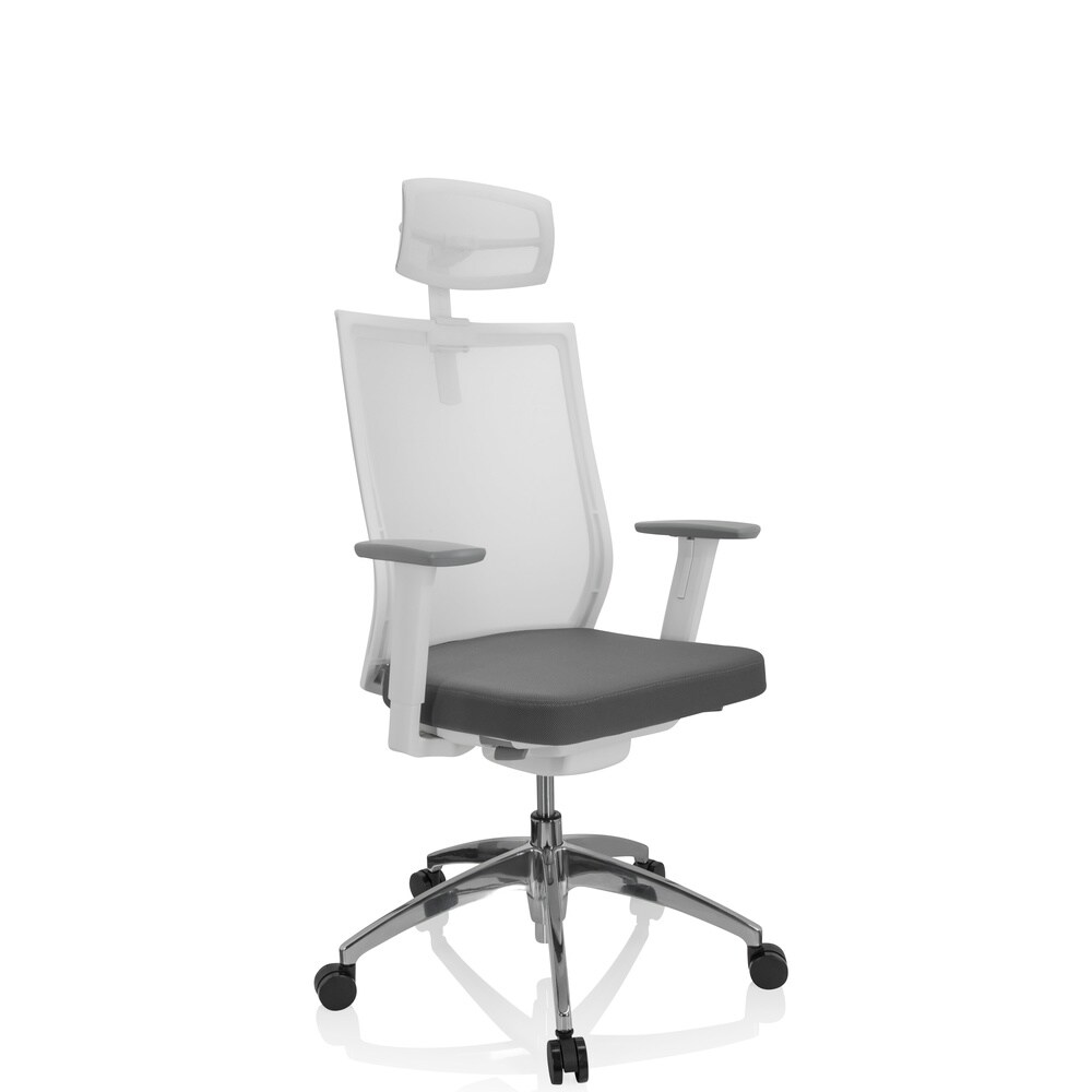 Profi Bürostuhl ASPEN WHITE PRO Stoff/Netzstoff mit Armlehnen (höhenverstellbar) hjh OFFICE