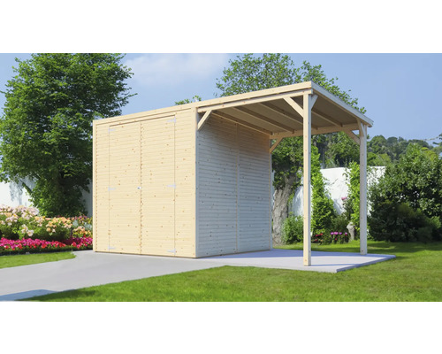 Bertilo Cubico 3 Plus Fineline Rhombus profiel tuinhuis, 373 x 211 cm, naturel