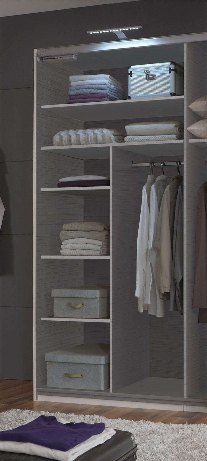 Wäscheeinteilung linegrey für Fachbreite 100 cm/ Schrankhöhe 236 cm