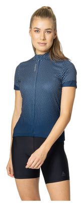 Maillot Manches Courtes Zippé Odlo Essential Femme Bleu / Blanc