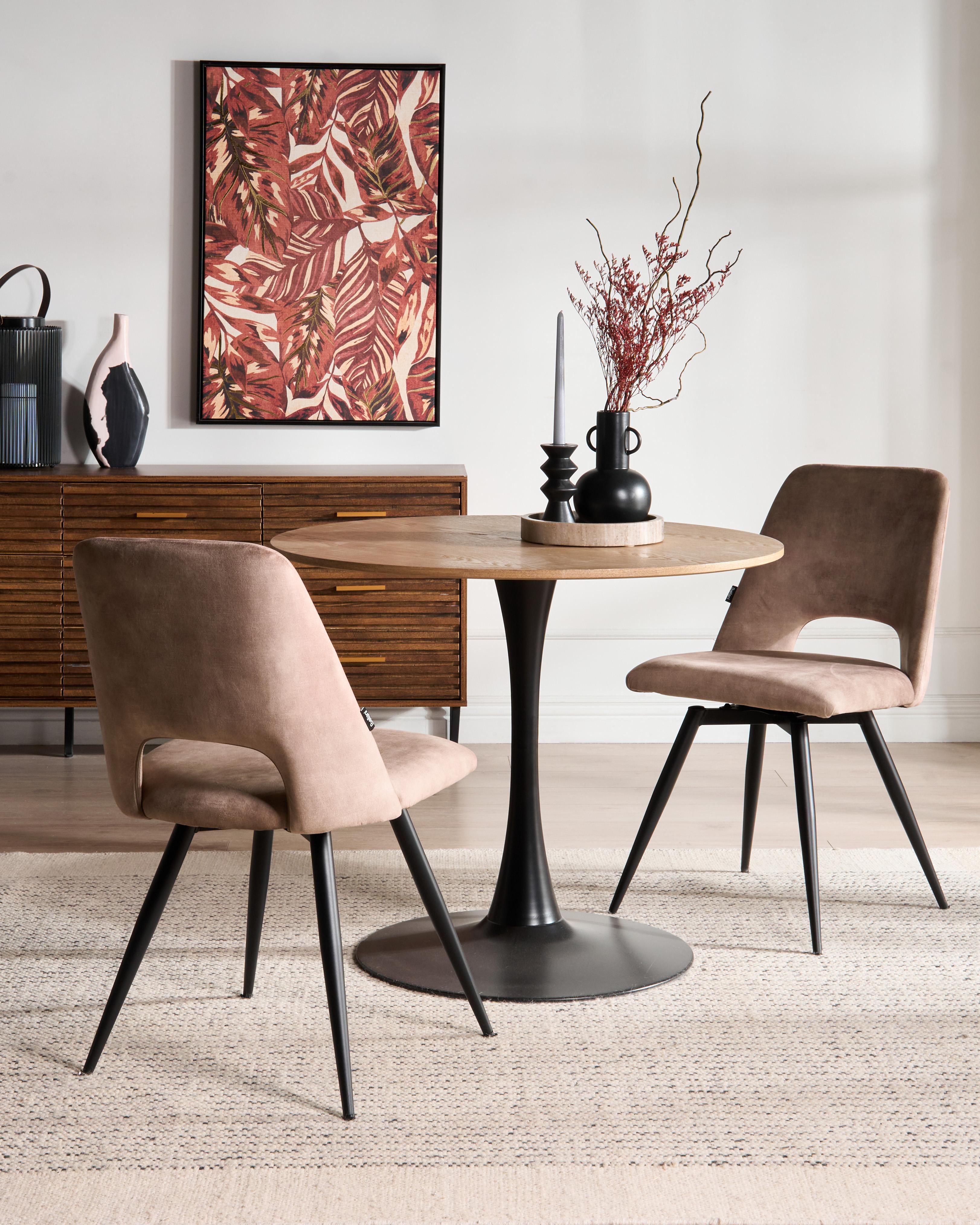 Set van 2 eetkamerstoelen draaibaar HALLETT Fluweel Beige