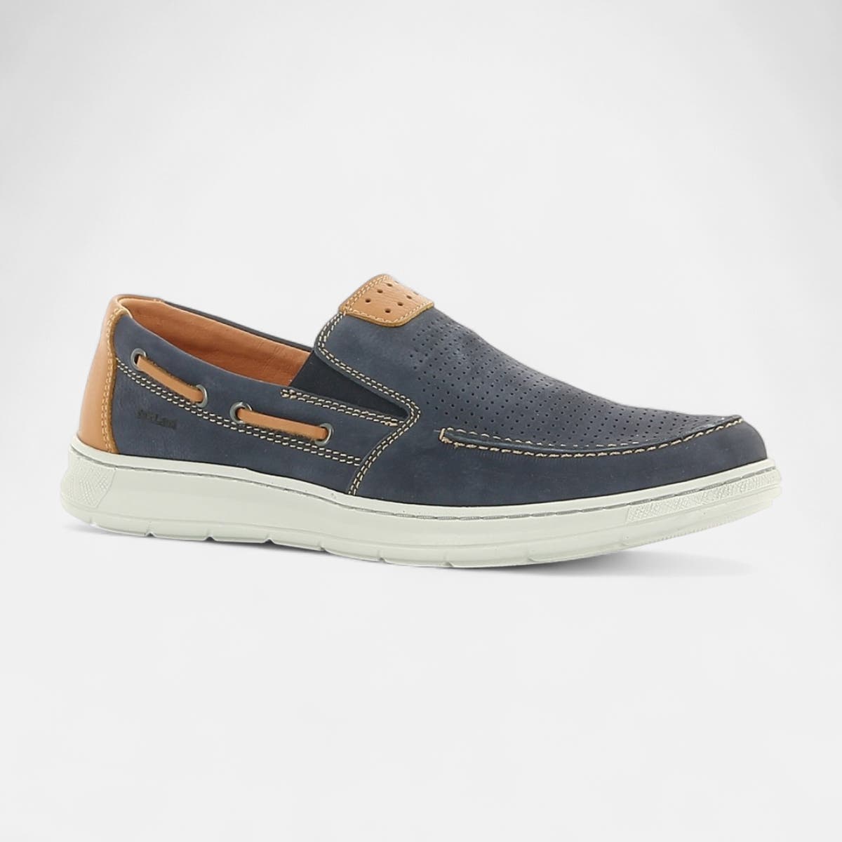 Mocassins pieds sensibles Homme en cuir bleu marine