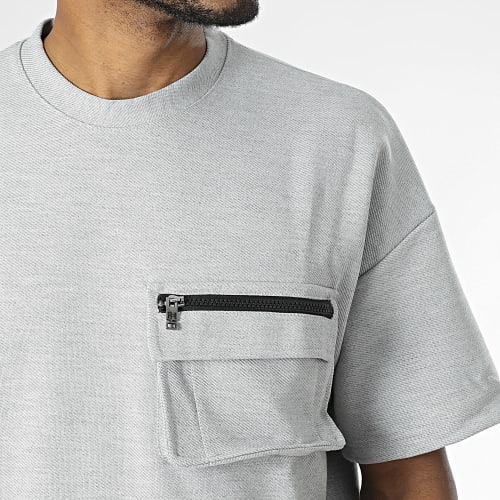 Tee Shirt Poche Large Gris Chiné