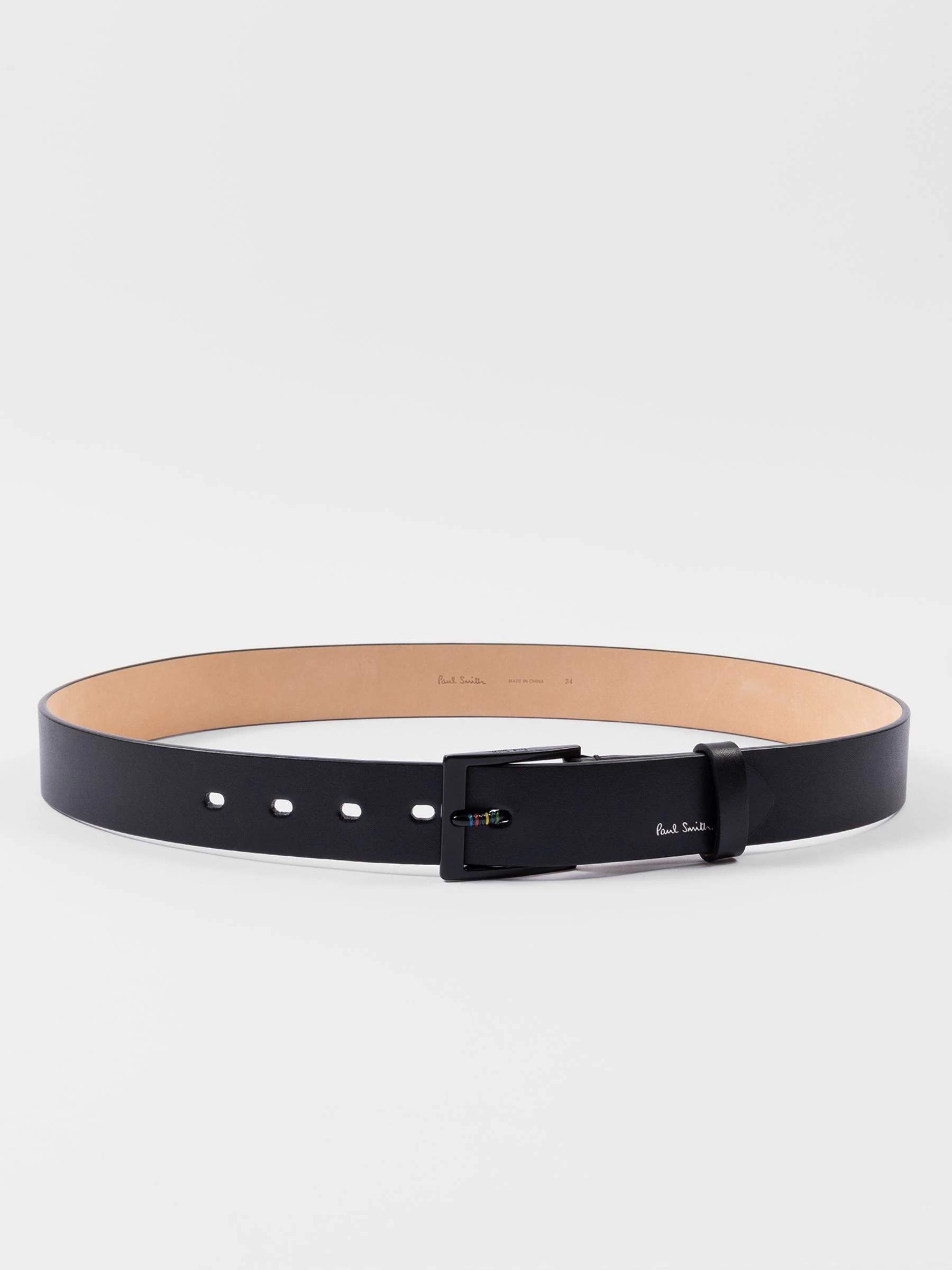 PS Paul Smith Logo Stripe Detail Black Belt